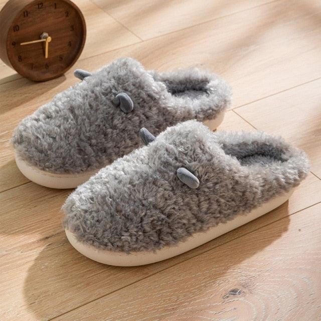Couples Home Slippers Warm Cute Womans Mens Slipper Winter Shoes New Fashion Casual Fur Plush Slides Winter Slippers For Women House Slippers Fluffy Soft Comfy Fuzzy Slippers Faux Fur Plush Anti-Skid Slippers