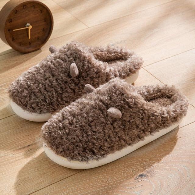 Couples Home Slippers Warm Cute Womans Mens Slipper Winter Shoes New Fashion Casual Fur Plush Slides Winter Slippers For Women House Slippers Fluffy Soft Comfy Fuzzy Slippers Faux Fur Plush Anti-Skid Slippers