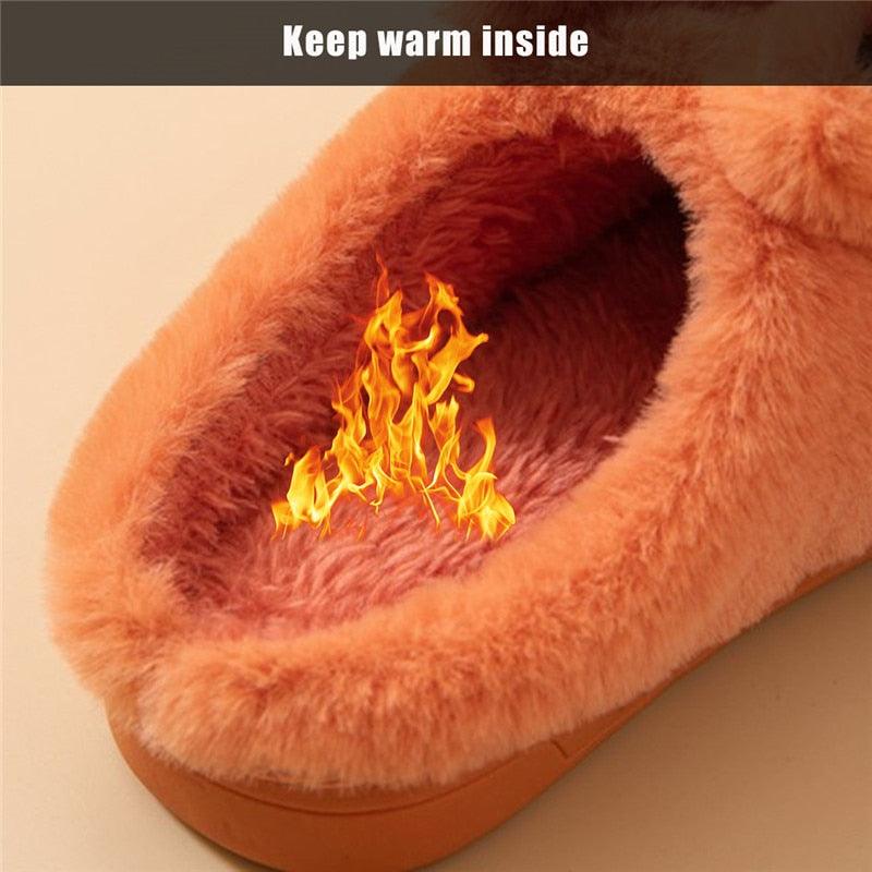 Couples Home Slippers Warm Cute Womans Mens Slipper Winter Shoes New Fashion Casual Fur Plush Slides Winter Slippers For Women House Slippers Fluffy Soft Comfy Fuzzy Slippers Faux Fur Plush Anti-Skid Slippers