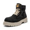 Cowboy boots new autumn thick soled Martin boots fashionable retro washed high top big toe shoes for men - black / 39