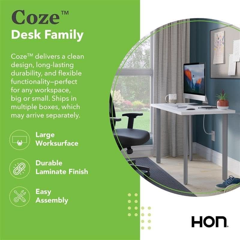 Coze 42 Inch White Top Computer Desk Sturdy Space Saving