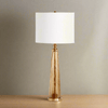 Crackled Glass Table Lamp with White Linen Shade