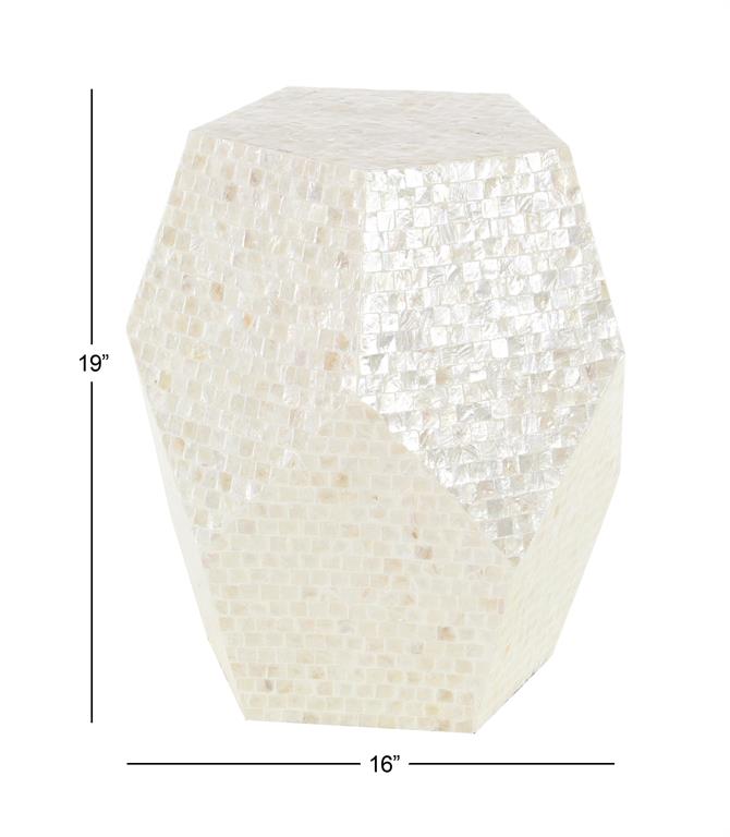 Cream Mother of Pearl Shell Handmade Side End Accent Table
