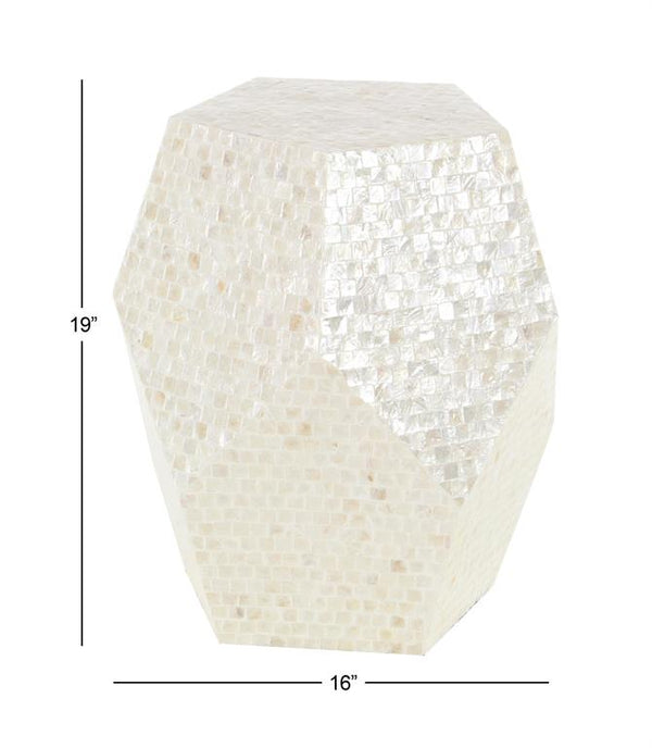Cream Mother of Pearl Shell Handmade Side End Accent Table