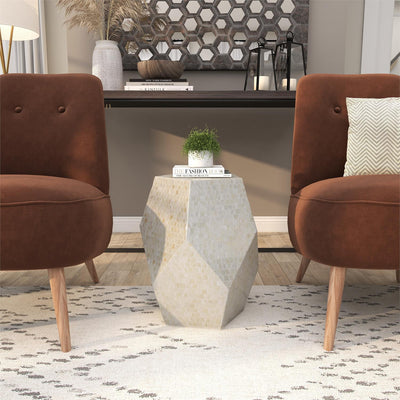 Cream Mother of Pearl Shell Handmade Side End Accent Table