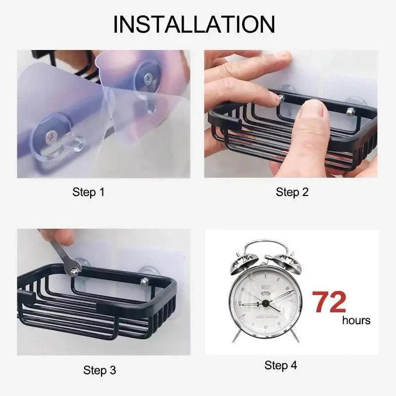 Creative Drill Free Soap Dish Holder Wall Mounted Storage Rack Toilet Soap Box Sponge Dish Bathroom Accessories Soap Dish Holder with Loofah Bath Sponge Towel Razor Holder for Bathroom Shower Kitchen Adhesive Wall Mounted No Drilling