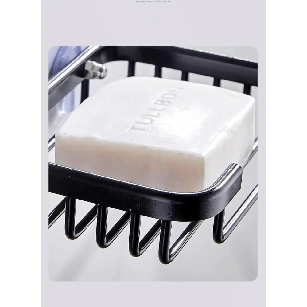 Creative Drill Free Soap Dish Holder Wall Mounted Storage Rack Toilet Soap Box Sponge Dish Bathroom Accessories Soap Dish Holder with Loofah Bath Sponge Towel Razor Holder for Bathroom Shower Kitchen Adhesive Wall Mounted No Drilling