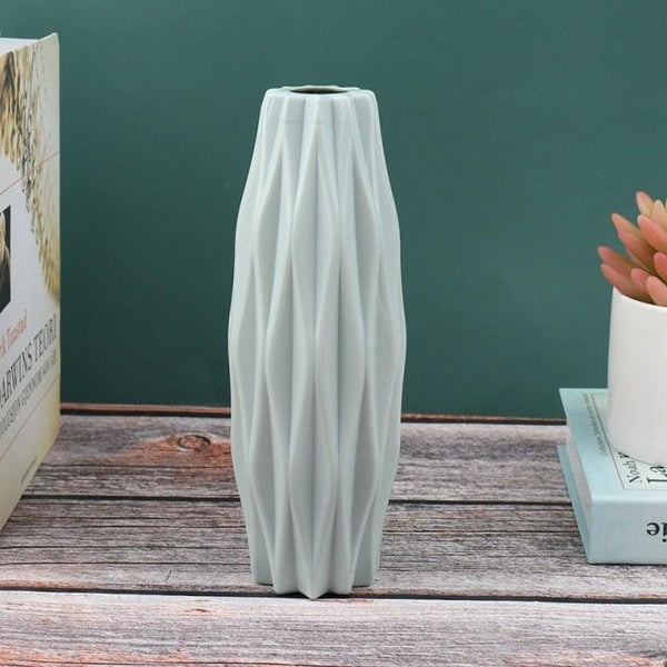 Creative Flower Vase White Imitation Ceramic Flower Pot Home Decor Plastic Vase Centerpieces and Events Ornamnet Decoration For Wedding Home Office Party Hotel Yard  Restaurant Patio Festive Furnishing