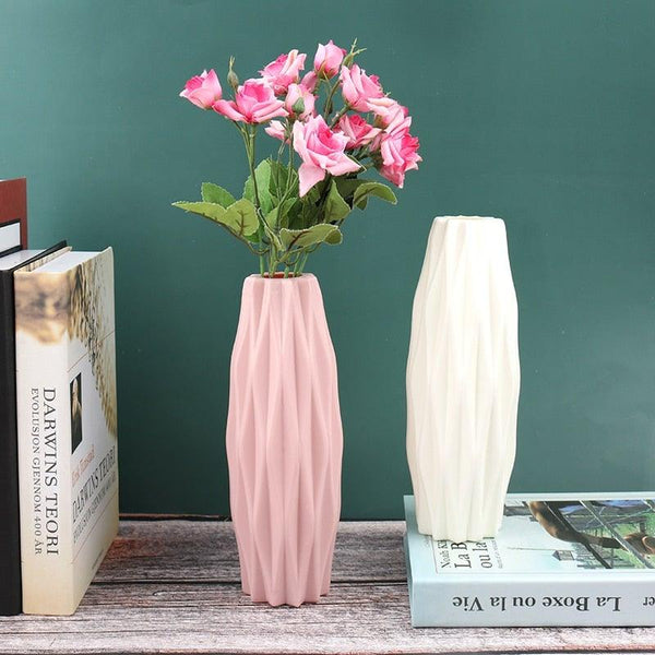 Creative Flower Vase White Imitation Ceramic Flower Pot Home Decor Plastic Vase Centerpieces and Events Ornamnet Decoration For Wedding Home Office Party Hotel Yard  Restaurant Patio Festive Furnishing