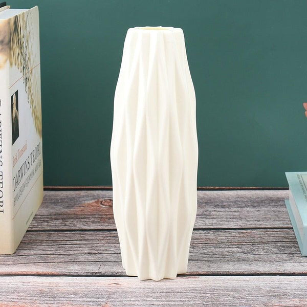 Creative Flower Vase White Imitation Ceramic Flower Pot Home Decor Plastic Vase Centerpieces and Events Ornamnet Decoration For Wedding Home Office Party Hotel Yard  Restaurant Patio Festive Furnishing