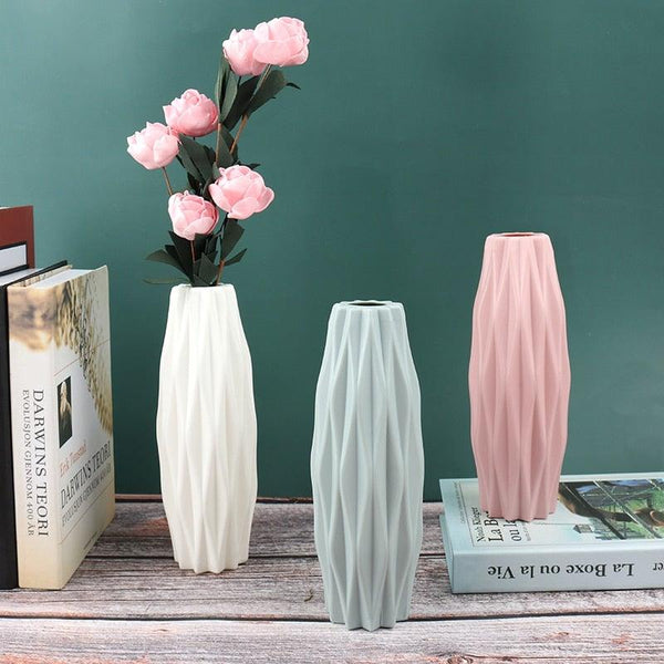 Creative Flower Vase White Imitation Ceramic Flower Pot Home Decor Plastic Vase Centerpieces and Events Ornamnet Decoration For Wedding Home Office Party Hotel Yard  Restaurant Patio Festive Furnishing
