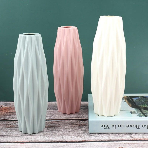 Creative Flower Vase White Imitation Ceramic Flower Pot Home Decor Plastic Vase Centerpieces and Events Ornamnet Decoration For Wedding Home Office Party Hotel Yard  Restaurant Patio Festive Furnishing