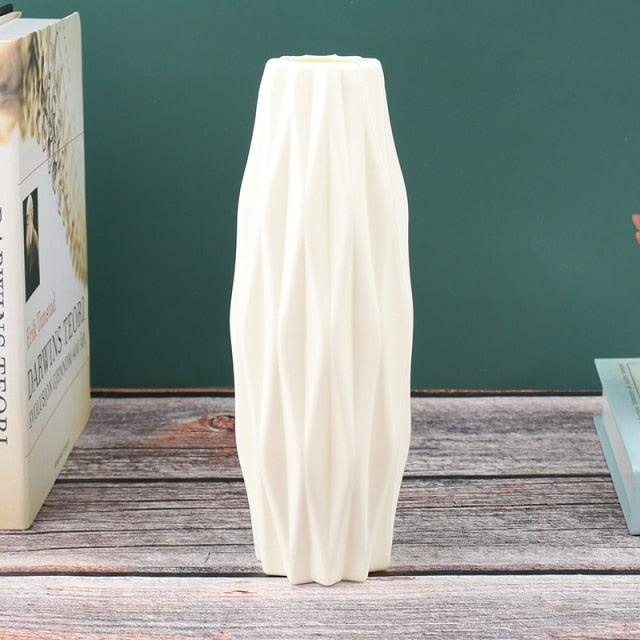 Creative Flower Vase White Imitation Ceramic Flower Pot Home Decor Plastic Vase Centerpieces and Events Ornamnet Decoration For Wedding Home Office Party Hotel Yard  Restaurant Patio Festive Furnishing