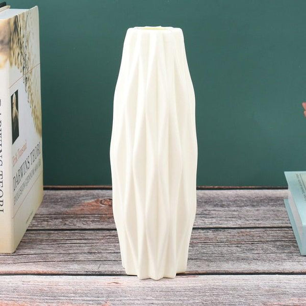 Creative Flower Vase White Imitation Ceramic Flower Pot Home Decor Plastic Vase Centerpieces and Events Ornamnet Decoration For Wedding Home Office Party Hotel Yard  Restaurant Patio Festive Furnishing