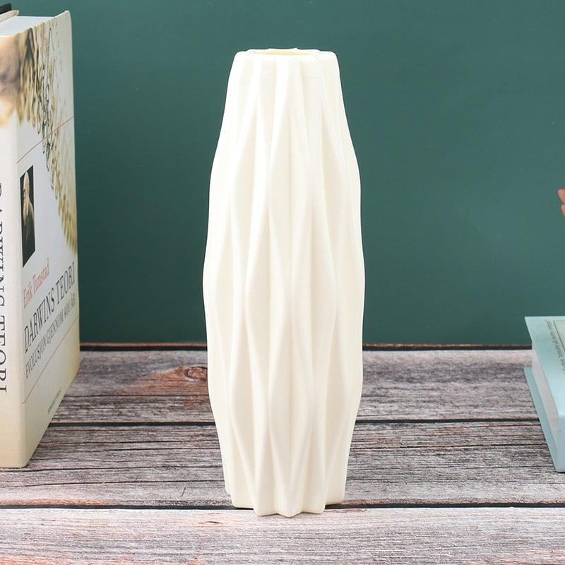 Creative Flower Vase White Imitation Ceramic Flower Pot Home Decor Plastic Vase Centerpieces and Events Ornamnet Decoration For Wedding Home Office Party Hotel Yard  Restaurant Patio Festive Furnishing