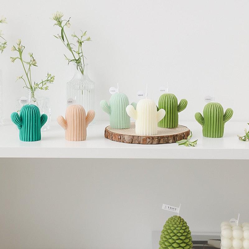 Creative Handmade Cactus Candle Pack Cactus Candles Handmade Delicate Succulent Cactus Candles Flameless Tea Lights Candle Aromatherapy For Decor Birth Photo Props Aromatherapy Candle Ornaments Soy Wax Aromatherapy Small Candles Scented Relaxing Candles