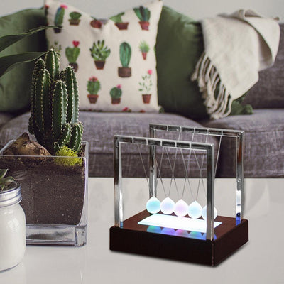 Creative LED Swing Ball Ornaments Colorful Luminous Magnetic Levitation Office Decoration Indoor Decorative Table Lamp Cute Study Lamps for Bedroom Décor