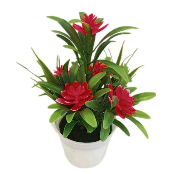 Creative Mini Artificial Fake Flower Potted Bonsai for Christmas New Year Wedding Party Garden Resturant Table Home Decor Mini Potted Plastic Succulents for Home Office Room Decor