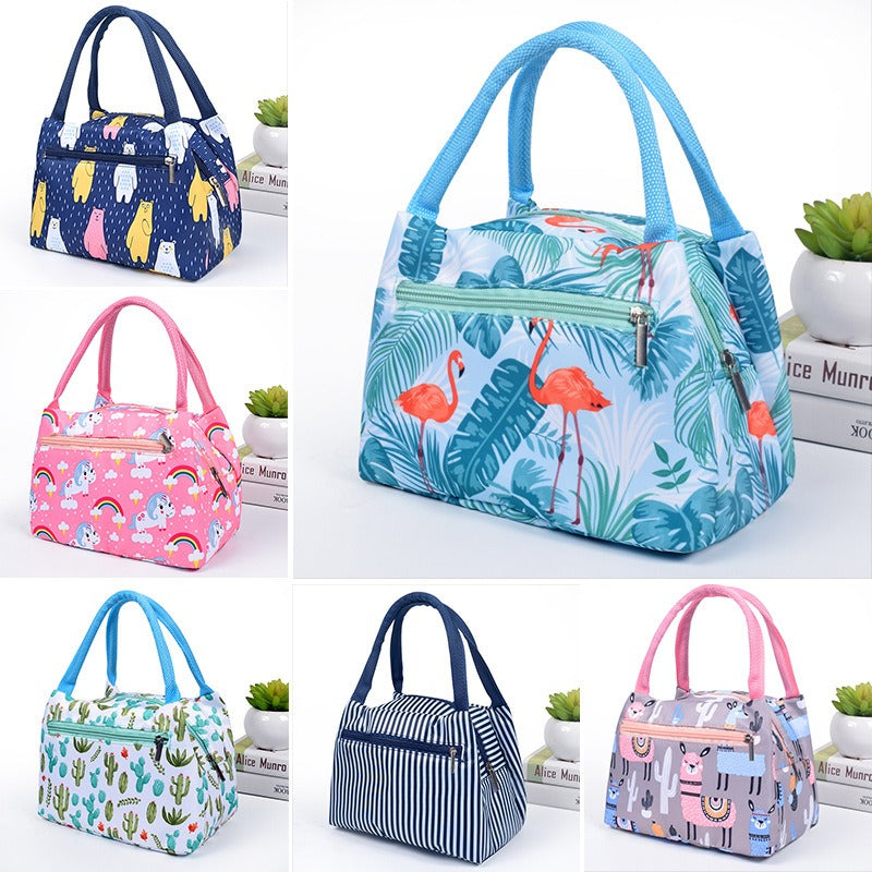 Creative Portable Thermal Insulation Bag Zipper Bento Bag Thickened Aluminum Foil Portable Oxford Cloth Lunch Box Bag