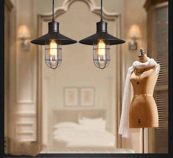 Creative Restaurant Bar Warehouse Bird Cage Explosion-proof Glass Chandelier Black Decorbites