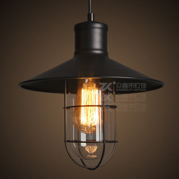 Creative Restaurant Bar Warehouse Bird Cage Explosion-proof Glass Chandelier Black Decorbites