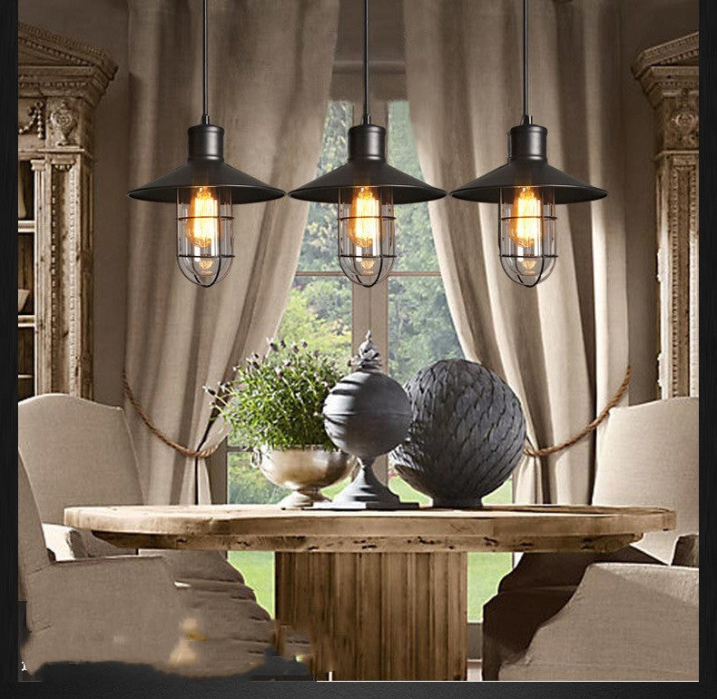 Creative Restaurant Bar Warehouse Bird Cage Explosion-proof Glass Chandelier Black Decorbites