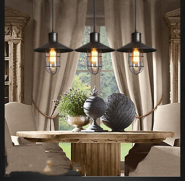 Creative Restaurant Bar Warehouse Bird Cage Explosion-proof Glass Chandelier Black Decorbites