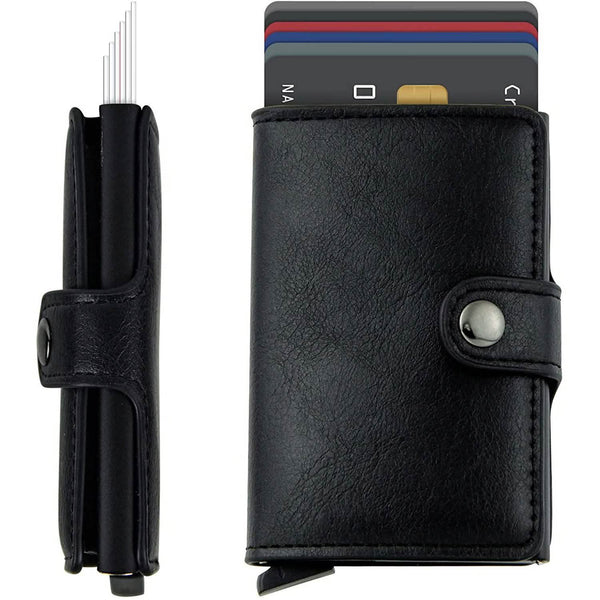 Credit Card Holder RFID Blocking Genuine Leather Vintage Aluminum Business Wallet