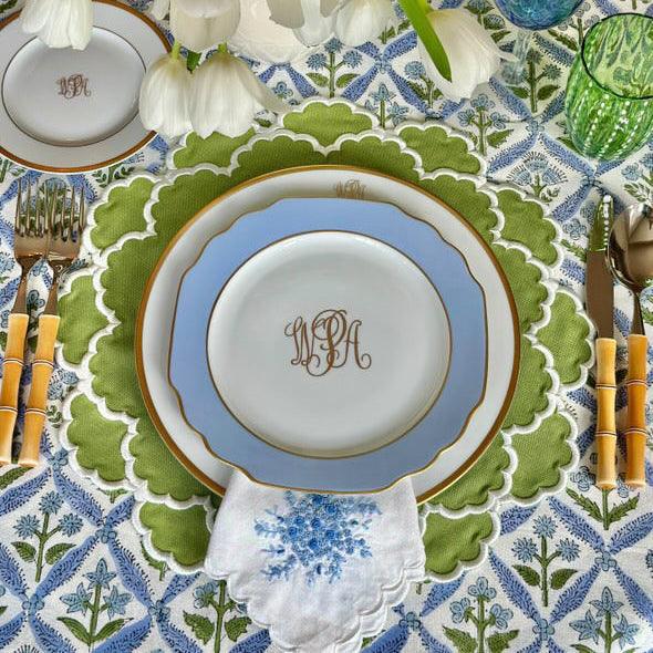 SPRING TABLE DECOR – CRESSIDA GREEN ROUND FABRIC PLACEMAT