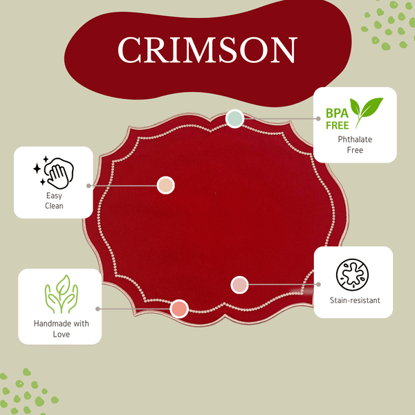 CRIMSON RED OVAL FABRIC PLACEMAT