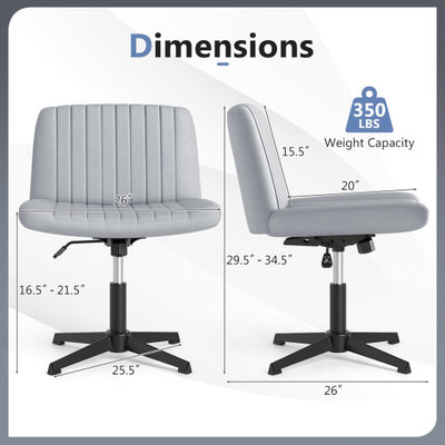 Criss Cross-Legged Swivel Desk Chair No Wheels-Gray