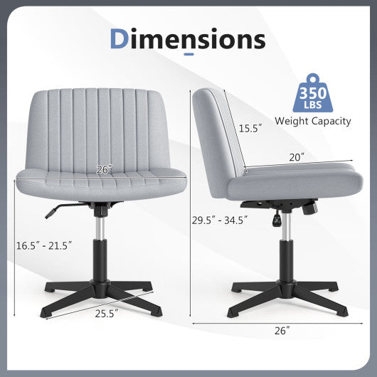 Criss Cross-Legged Swivel Desk Chair No Wheels-Gray