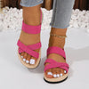 Crisscross Open Toe Flat Sandals - Hot Pink / 35