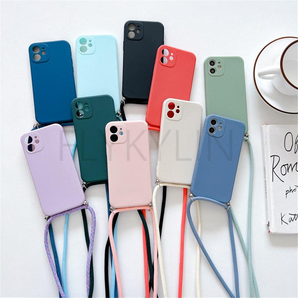 Crossbody Necklace Strap Cord Phone Case For Xiaomi 12 Lite 12t 11 Lite 5g Ne Redmi Note 11 12 Pro A1 10a 10c Soft Cover Silicone Stylish Cord Strap Rope Shell Shockproof Bumper Phone Case Lanyard Cover