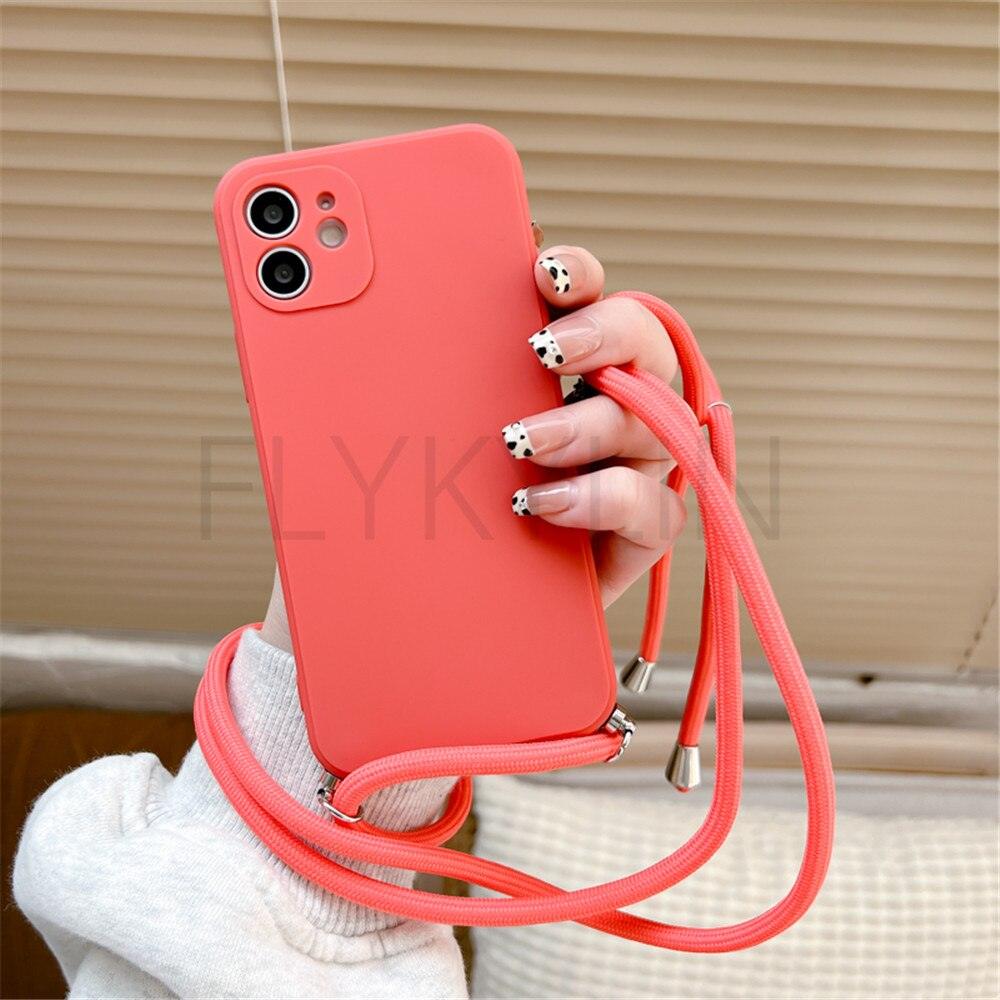 Crossbody Necklace Strap Cord Phone Case For Xiaomi 12 Lite 12t 11 Lite 5g Ne Redmi Note 11 12 Pro A1 10a 10c Soft Cover Silicone Stylish Cord Strap Rope Shell Shockproof Bumper Phone Case Lanyard Cover