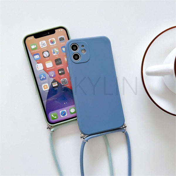 Crossbody Necklace Strap Cord Phone Case For Xiaomi 12 Lite 12t 11 Lite 5g Ne Redmi Note 11 12 Pro A1 10a 10c Soft Cover Silicone Stylish Cord Strap Rope Shell Shockproof Bumper Phone Case Lanyard Cover