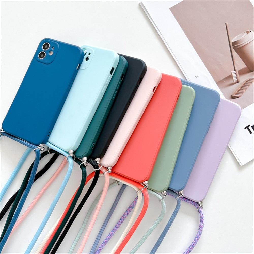 Crossbody Necklace Strap Cord Phone Case For Xiaomi 12 Lite 12t 11 Lite 5g Ne Redmi Note 11 12 Pro A1 10a 10c Soft Cover Silicone Stylish Cord Strap Rope Shell Shockproof Bumper Phone Case Lanyard Cover