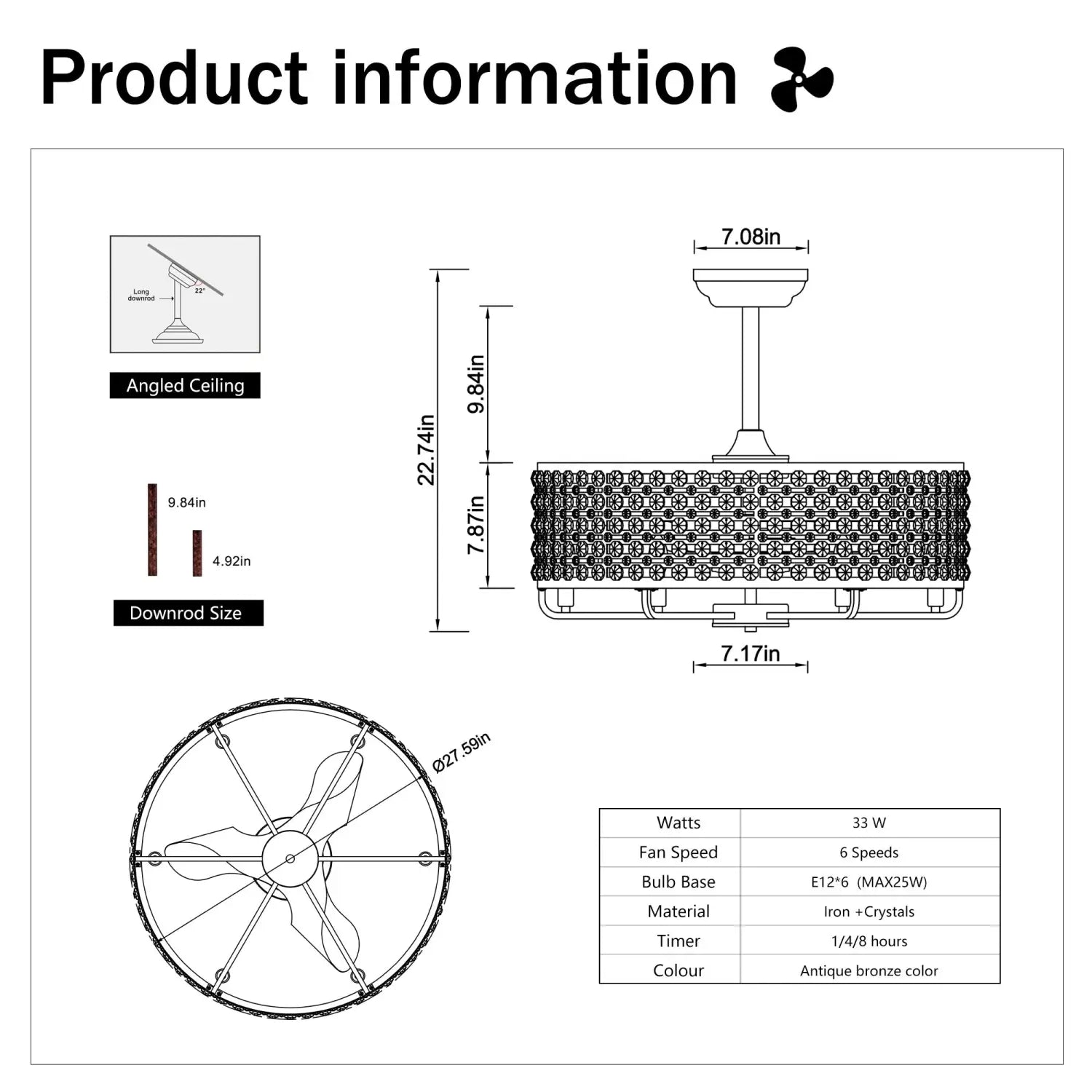 Crystal Accented Chandelier Ceiling Fan for Modern Interiors