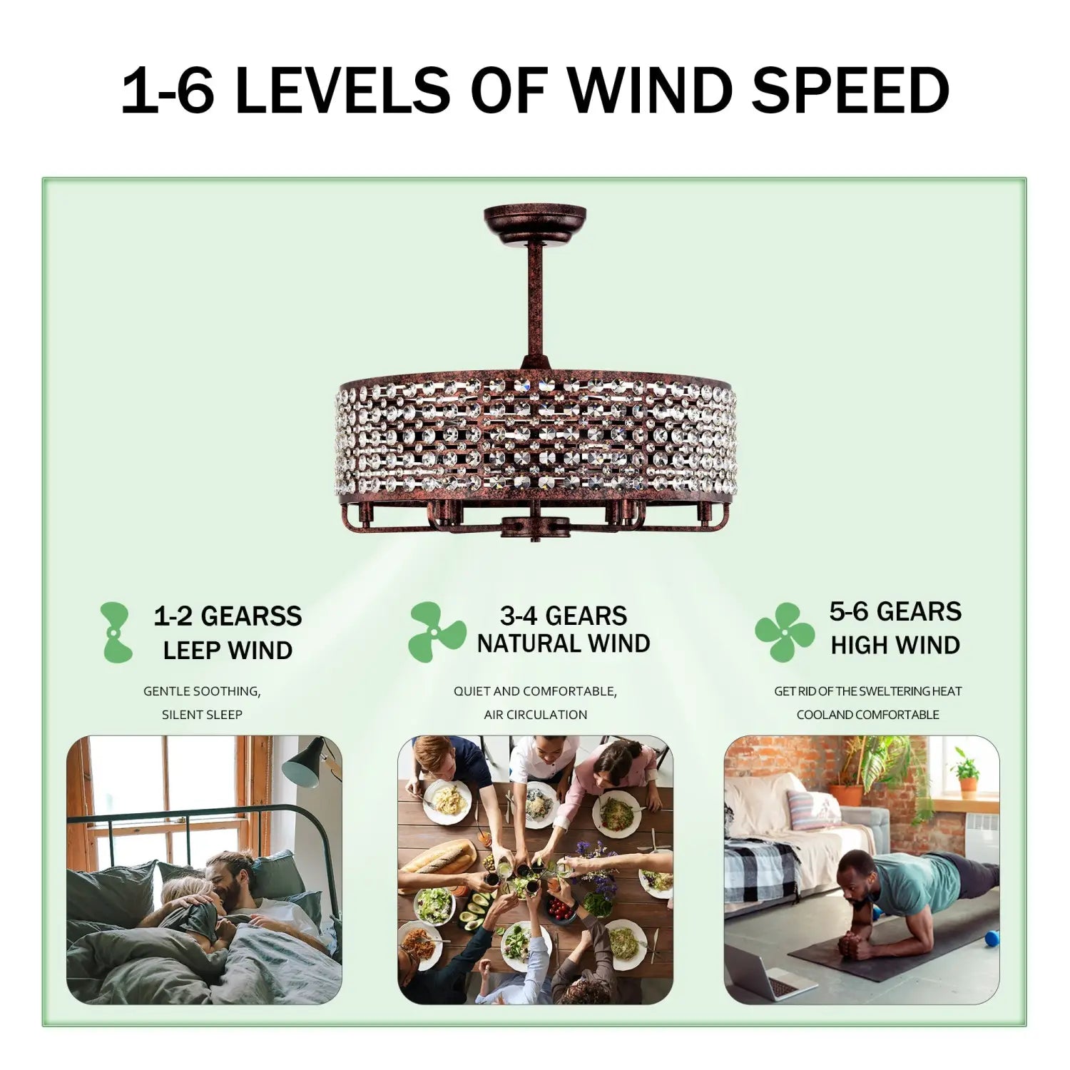 Crystal Accented Chandelier Ceiling Fan for Modern Interiors