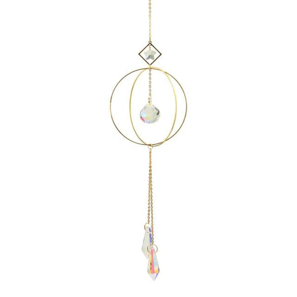 Crystal Ball Star Moon Sun Ring Rainbow Catcher Crystal Pendant Hanging Crystal Sun catcher Ornament Prism Stone Beads Ornament Home Window Wind-chimes Car Decoration