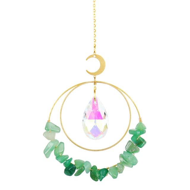 Crystal Ball Star Moon Sun Ring Rainbow Catcher Crystal Pendant Hanging Crystal Sun catcher Ornament Prism Stone Beads Ornament Home Window Wind-chimes Car Decoration