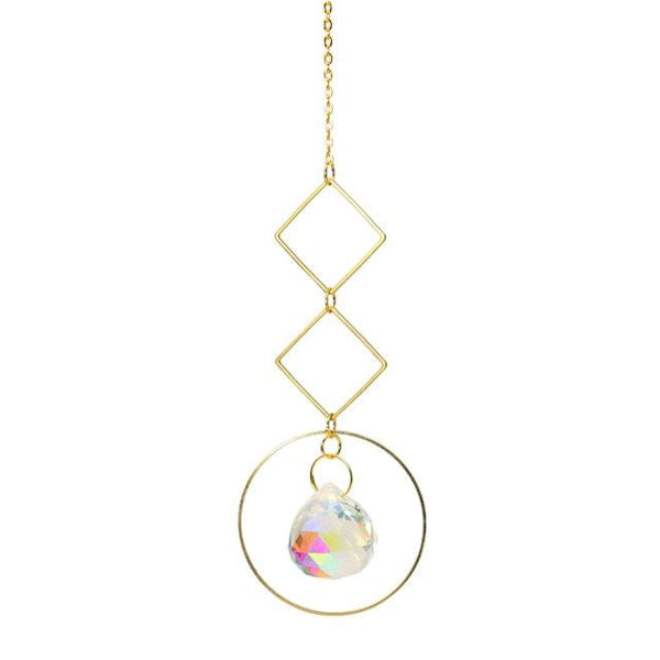 Crystal Ball Star Moon Sun Ring Rainbow Catcher Crystal Pendant Hanging Crystal Sun catcher Ornament Prism Stone Beads Ornament Home Window Wind-chimes Car Decoration