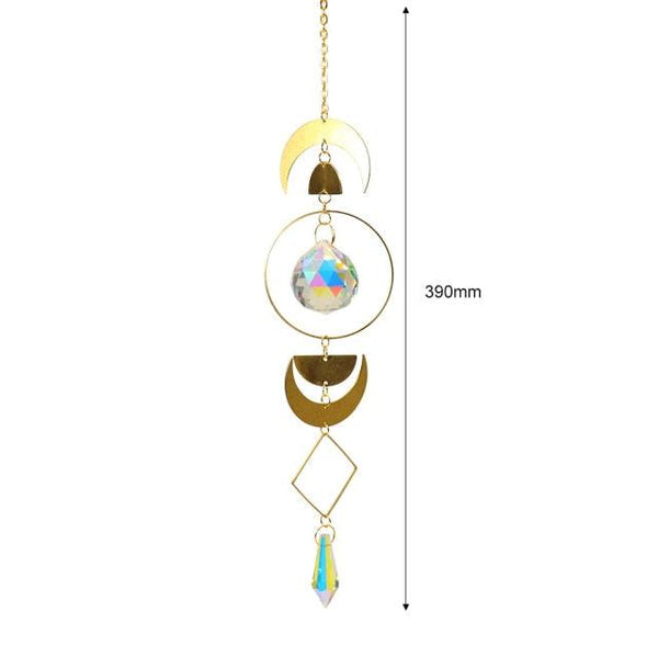 Crystal Ball Star Moon Sun Ring Rainbow Catcher Crystal Pendant Hanging Crystal Sun catcher Ornament Prism Stone Beads Ornament Home Window Wind-chimes Car Decoration