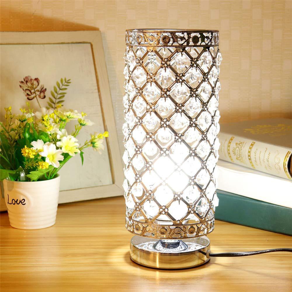 Crystal Bedside Table Lamp Sliver Bedroom Nightstand Light 220v/E27 Bulb Base Decorative Table Lamp Cute Study Lamps for Bedroom Décor Dresser Table Decoration