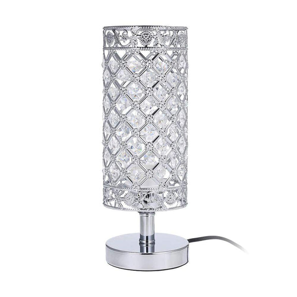 Crystal Bedside Table Lamp Sliver Bedroom Nightstand Light 220v/E27 Bulb Base Decorative Table Lamp Cute Study Lamps for Bedroom Décor Dresser Table Decoration