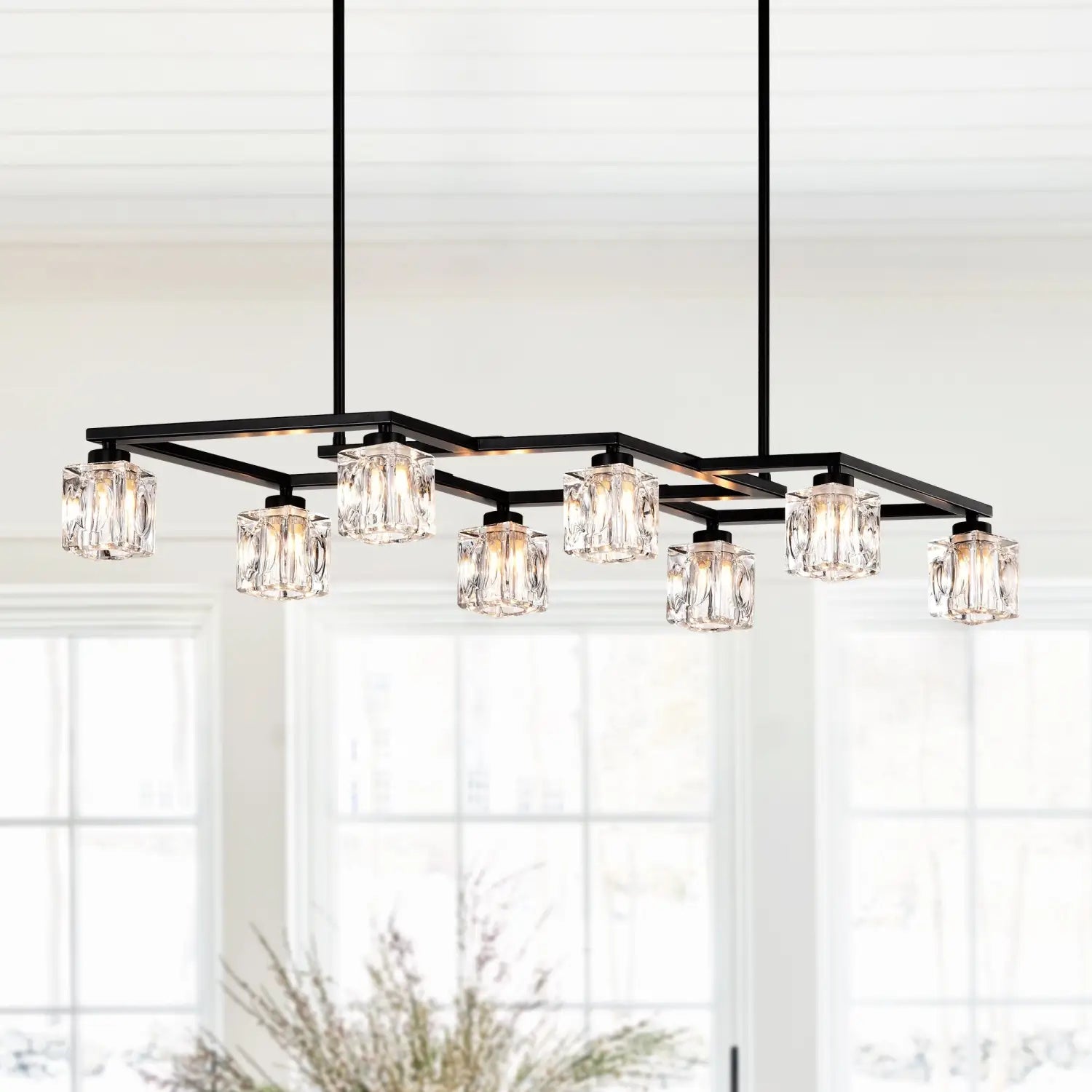 Crystal Chandelier for Dining Room with 8-Light for Modern Farmhouse Design