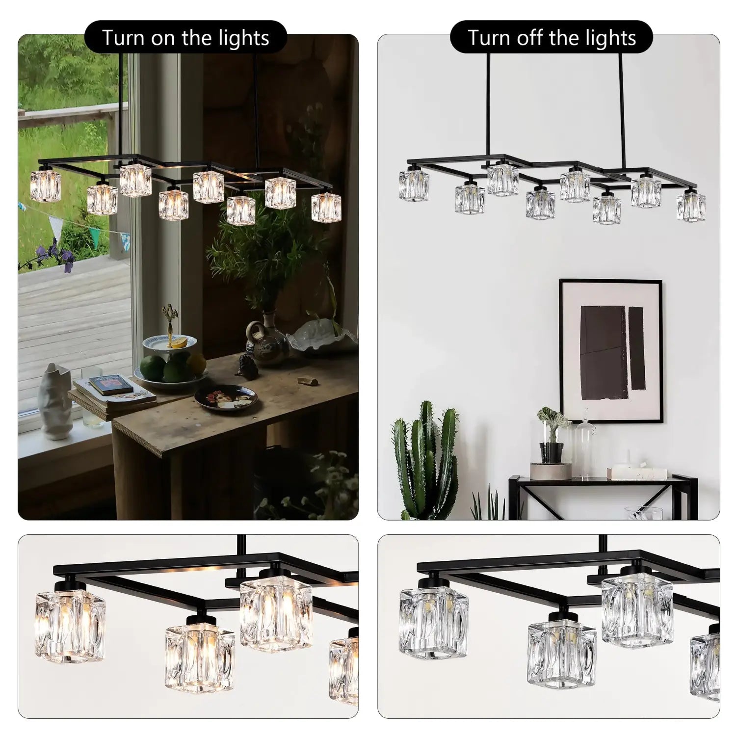 Crystal Chandelier for Dining Room with 8-Light for Modern Farmhouse Design