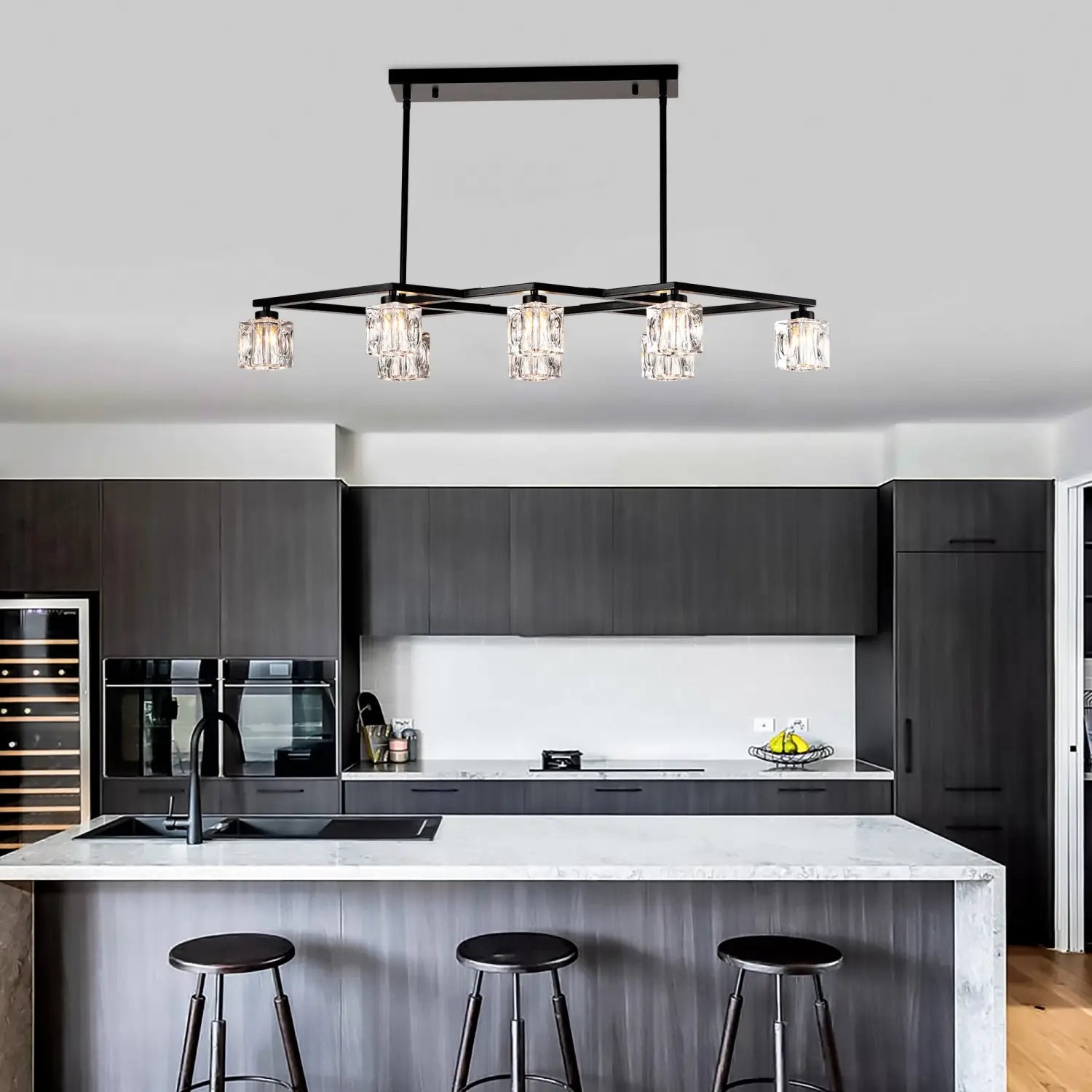 Crystal Chandelier for Dining Room with 8-Light for Modern Farmhouse Design
