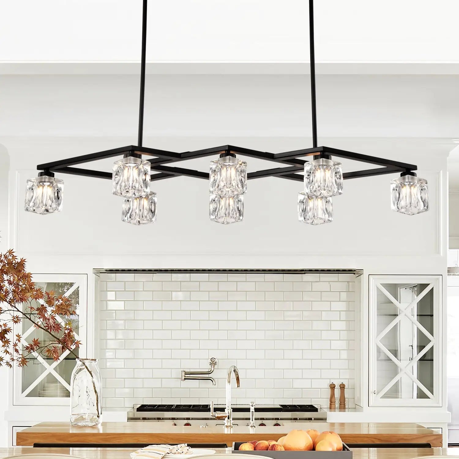 Crystal Chandelier for Dining Room with 8-Light for Modern Farmhouse Design