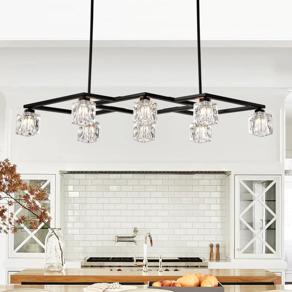 Crystal Chandelier for Dining Room with 8-Light for Modern Farmhouse Design